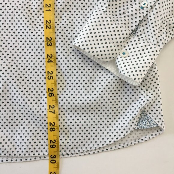 Ted Baker Mens Size 5 Button Down Shirt Collard Blue Gray White Floral Prints - Picture 8 of 12